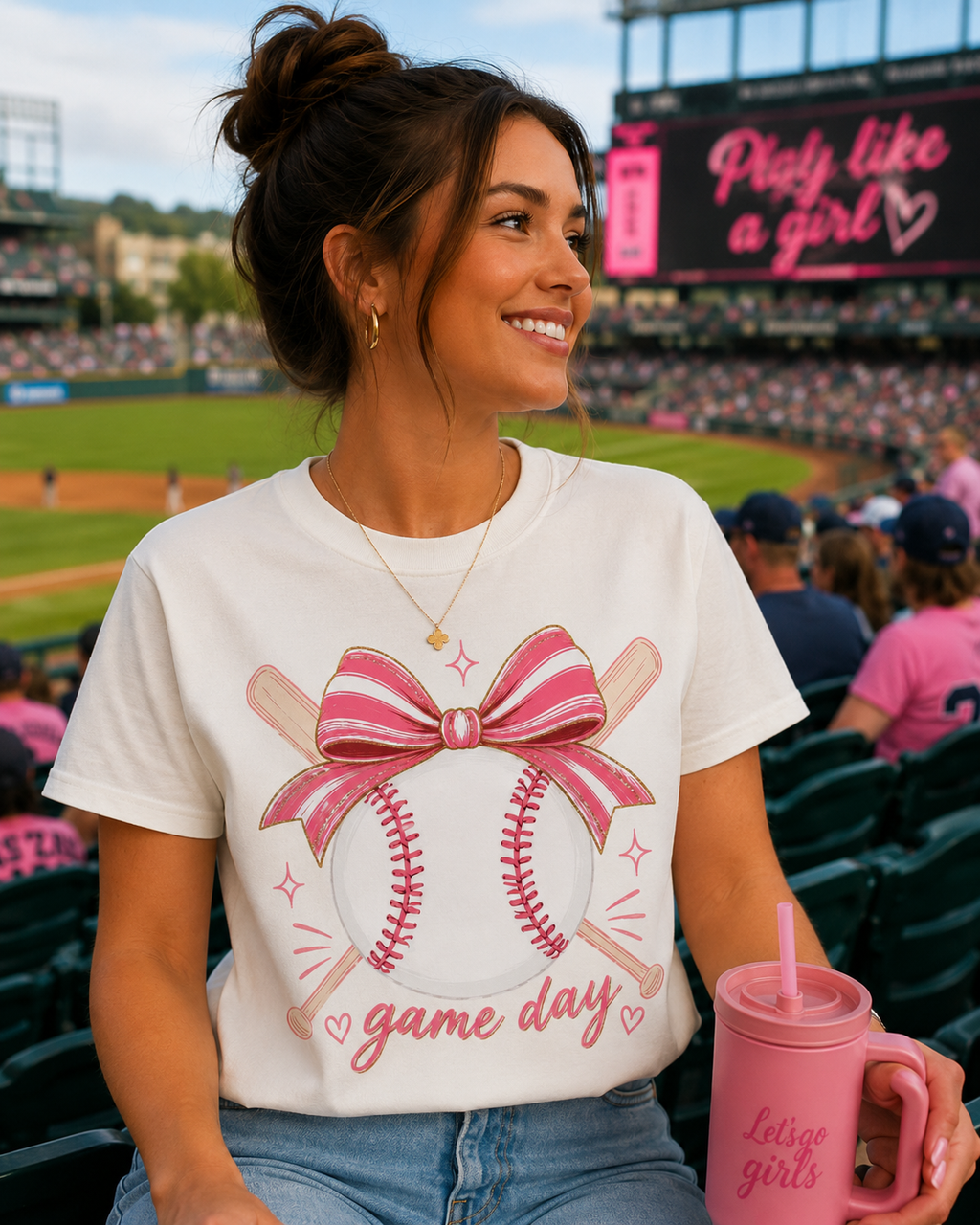 Unisex Softstyle Baseball and Bow T-Shirt